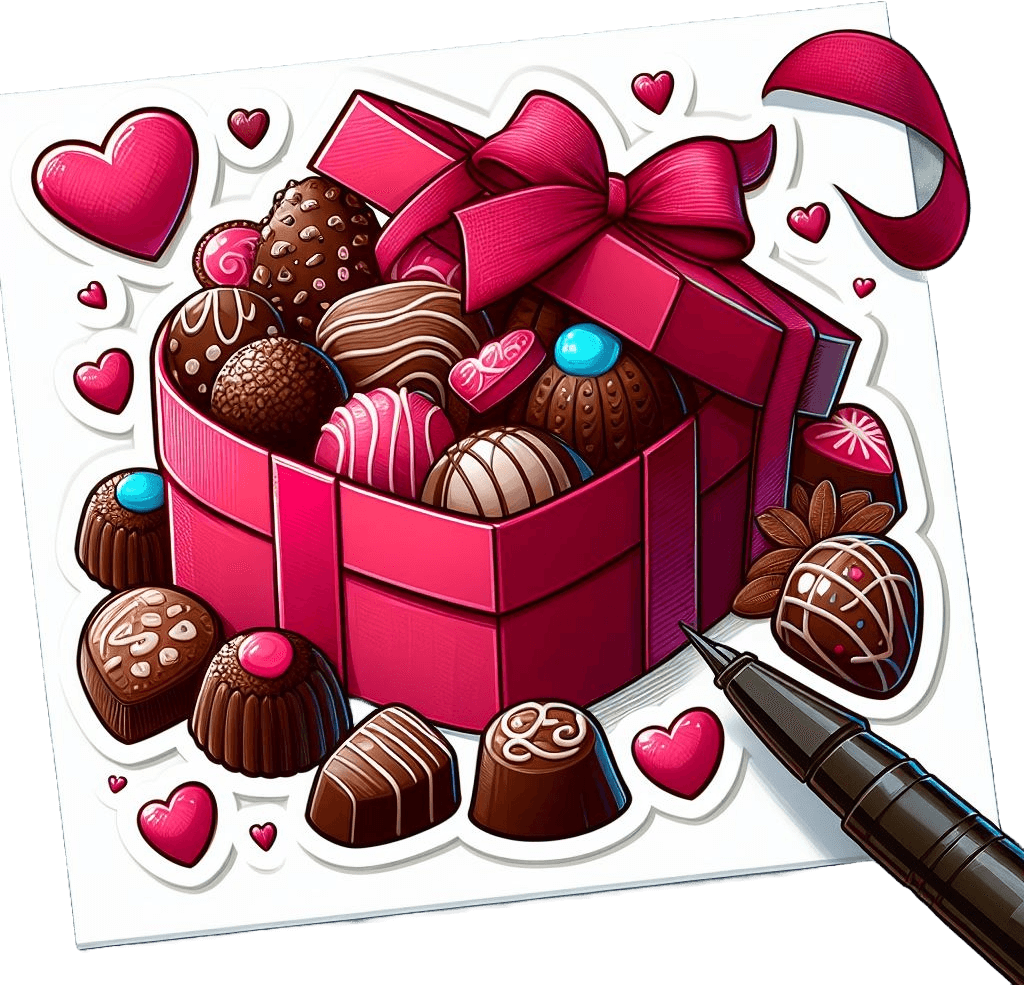 Artisanal Valentine's Chocolate Collection With Pen And Heart Accents 