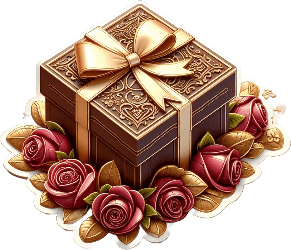 Vintage Rose Chocolate Box Sticker 