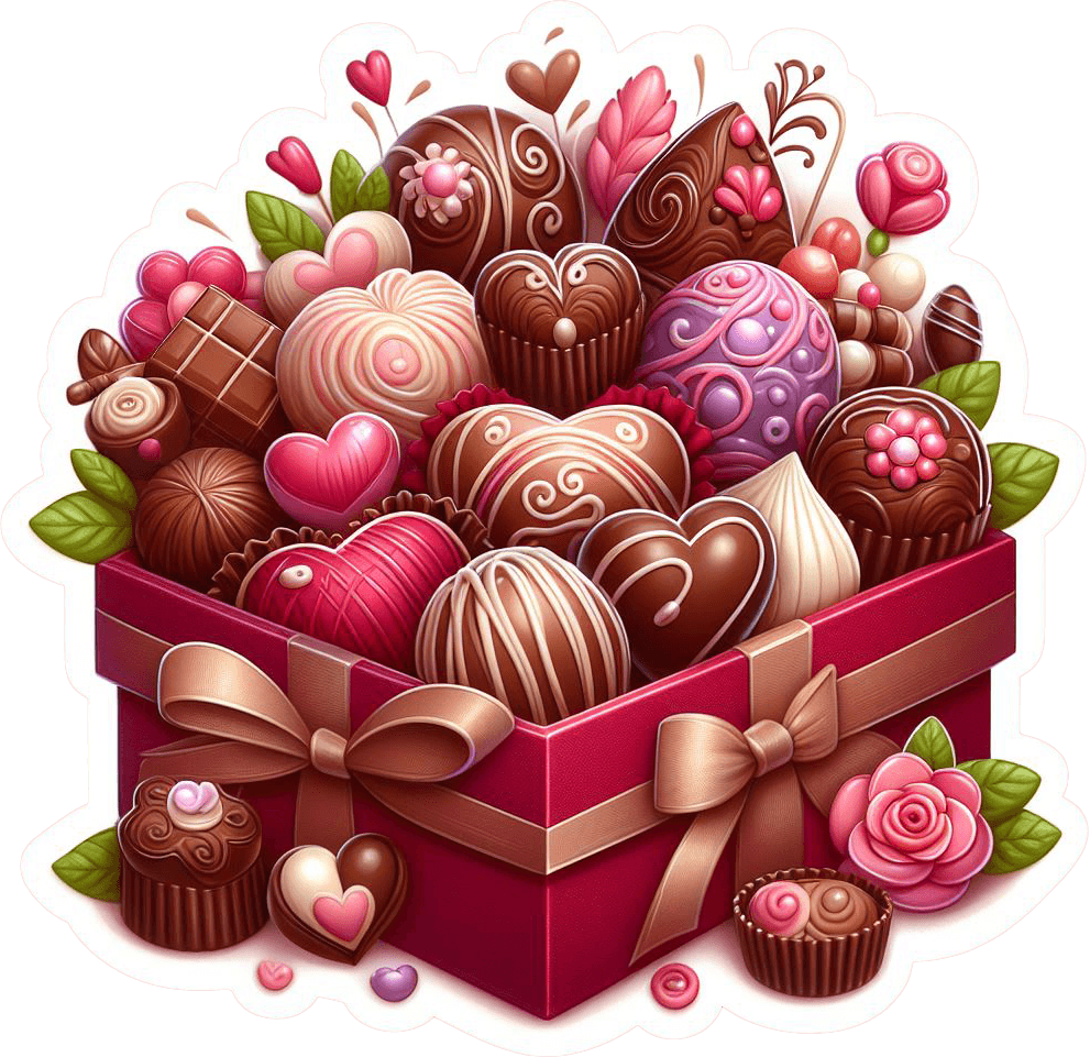 Heartful Chocolate Assortment Box Sticker 