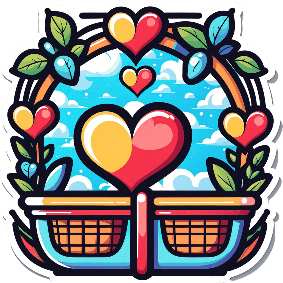 Valentine's Day Heart Gift Basket Sticker | Thoughtful And Elegant Design 
