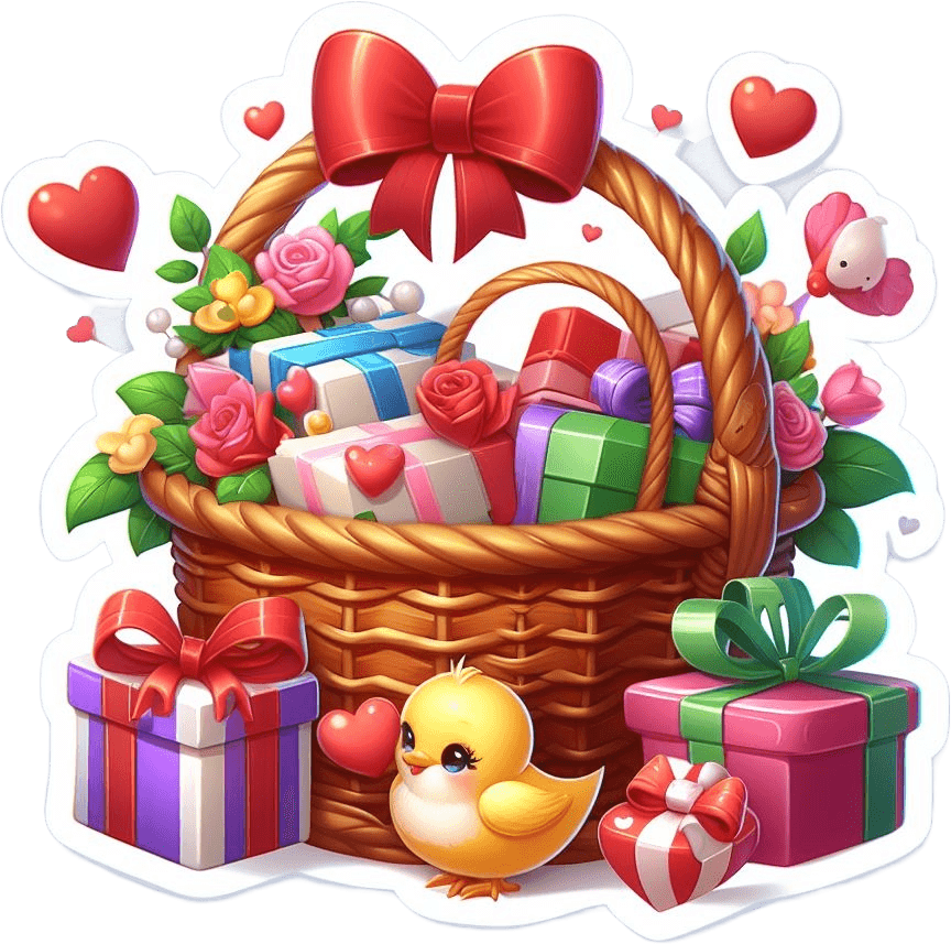 Charming Chickadee Valentine's Day Gift Basket Sticker 