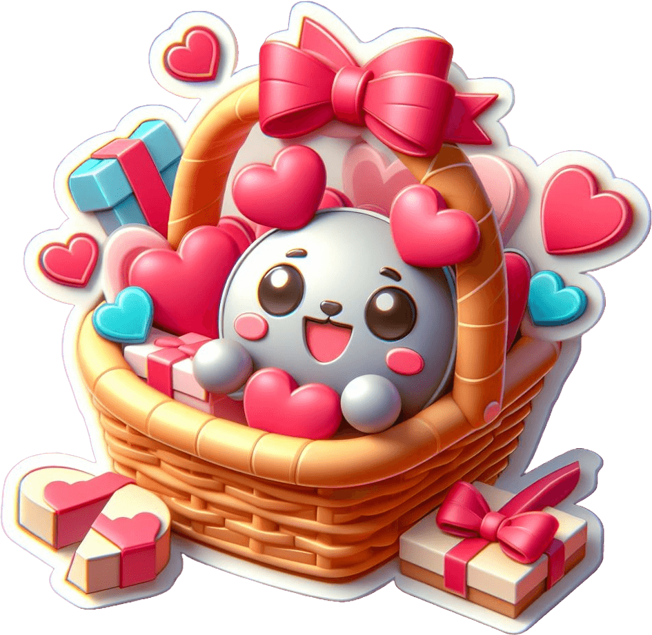 Playful Hearts Valentine's Day Gift Basket Sticker 