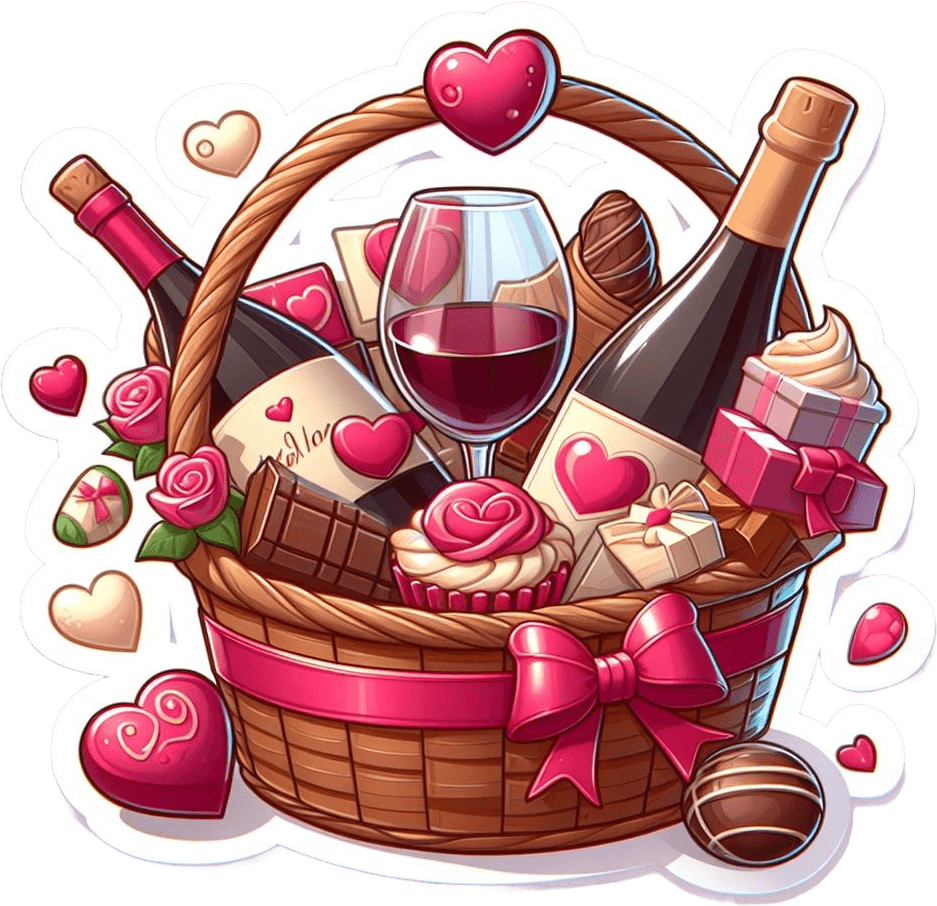 Gourmet Love Valentine's Day Gift Basket Sticker 