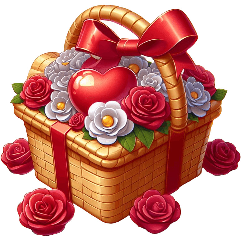 Romantic Blossoms Valentine's Day Gift Basket Sticker 