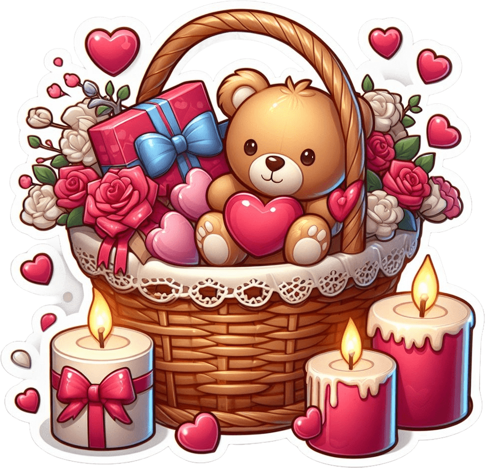 Cuddly Companion Valentine's Day Gift Basket Sticker 