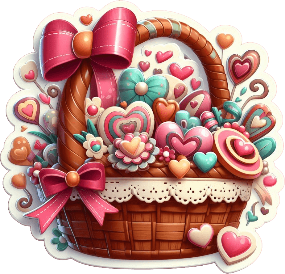 Sweetheart Surprise Valentine's Day Gift Basket Sticker 