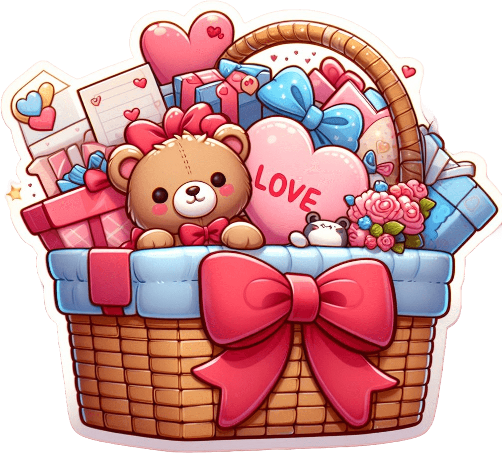 Bear Hugs And Love Bugs Valentine's Day Gift Basket Sticker 