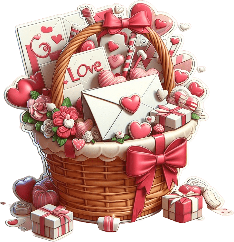Love Letters Valentine's Day Gift Basket Sticker 