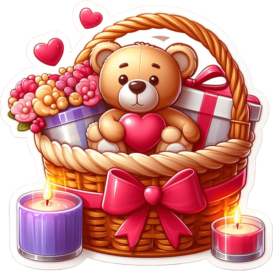 Teddy's Love Basket Valentine's Day Gift Basket Sticker 