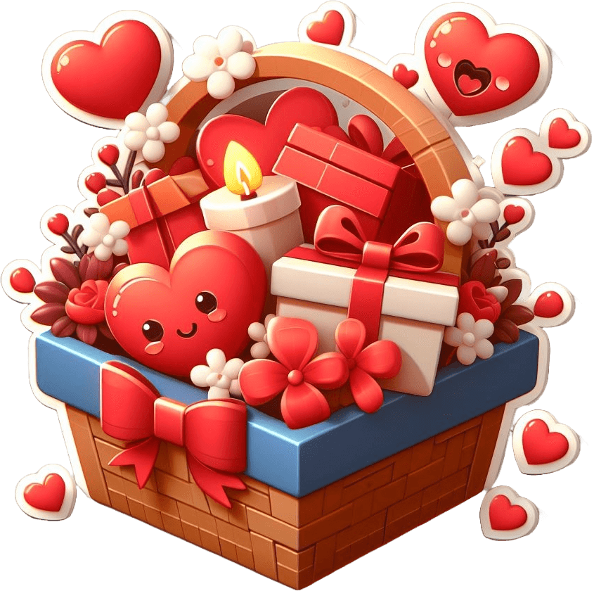 Heartfelt Warmth Valentine's Day Gift Basket Sticker 