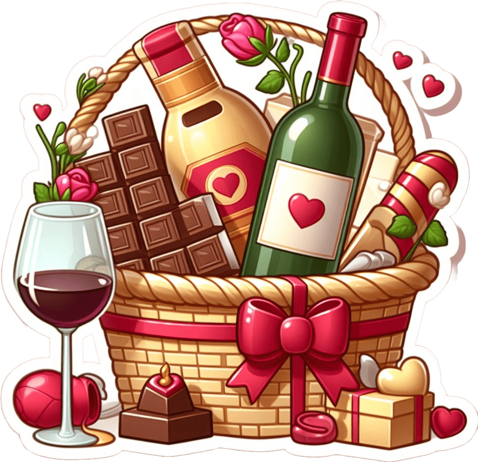 Romantic Rendezvous Valentine's Day Gift Basket Sticker 