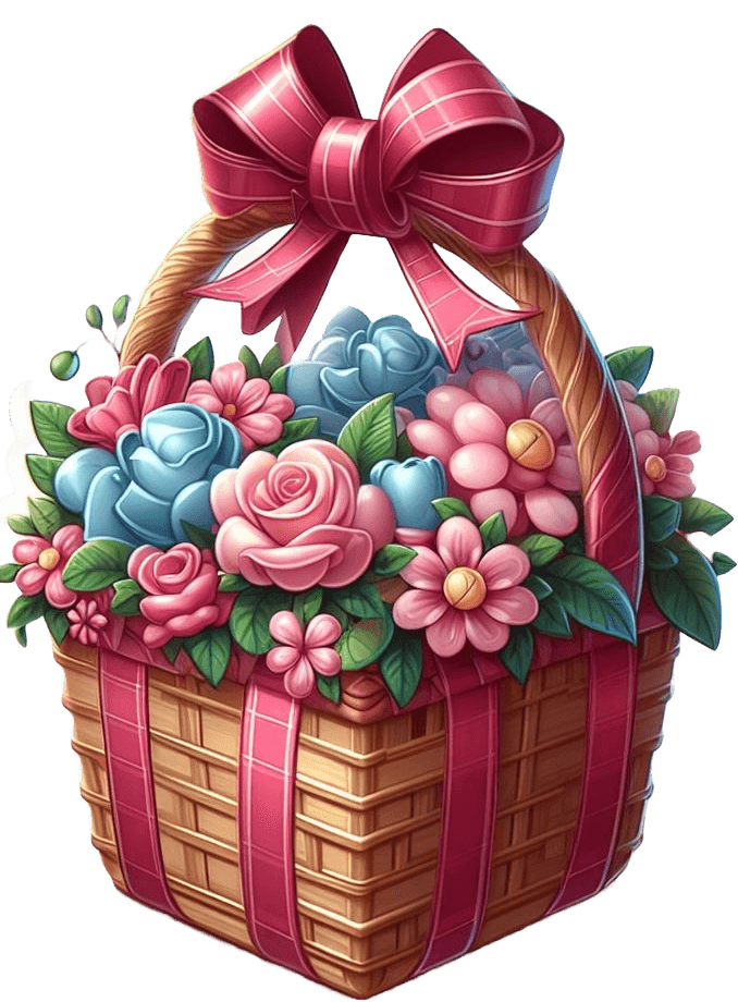 Elegant Floral Valentine's Day Gift Basket Sticker 