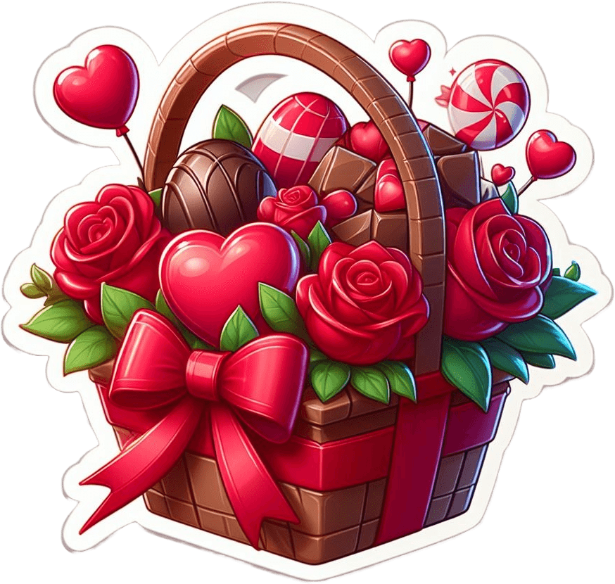 Chocolate Rose Garden Valentine's Day Gift Basket Sticker 