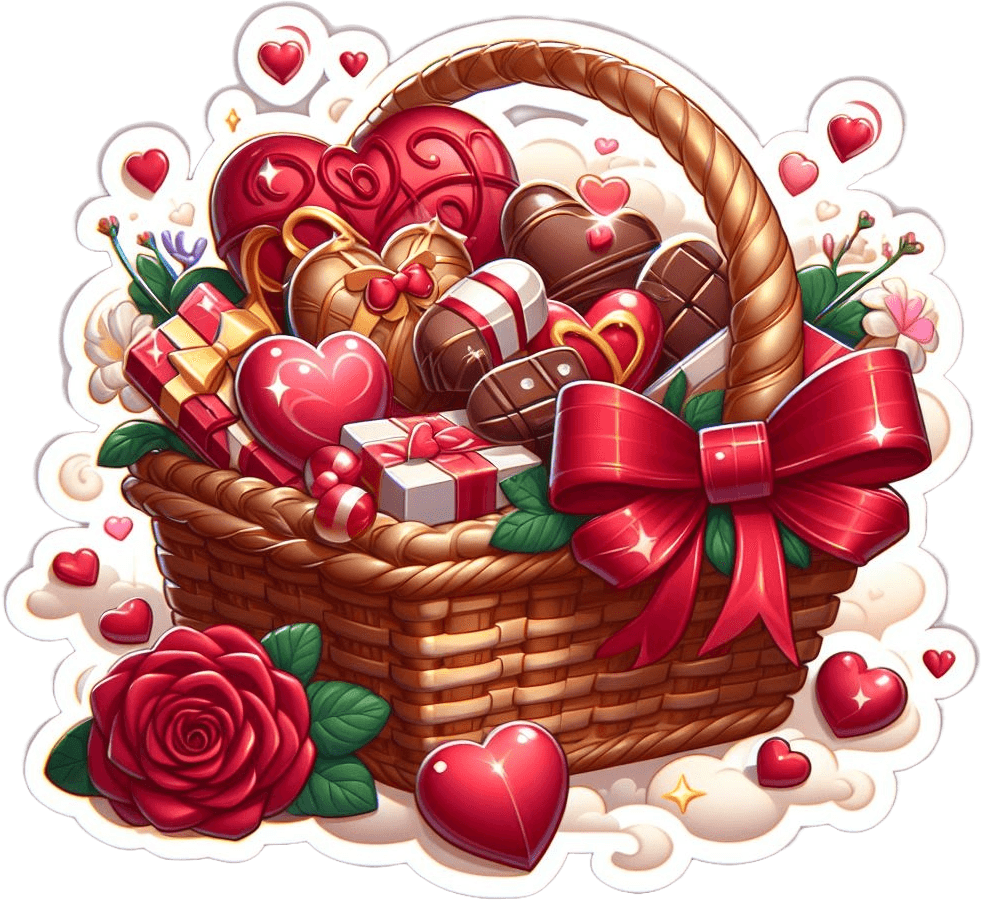 Romantic Indulgence Valentine's Day Gift Basket Sticker 