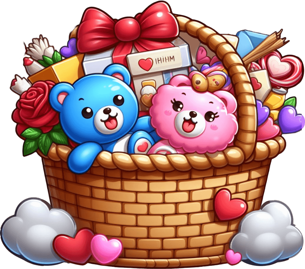 Plush Love Valentine's Day Gift Basket Sticker 
