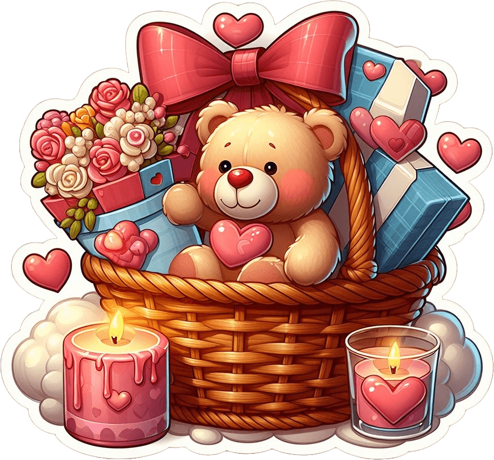 Candlelight Romance Valentine's Day Gift Basket Sticker 