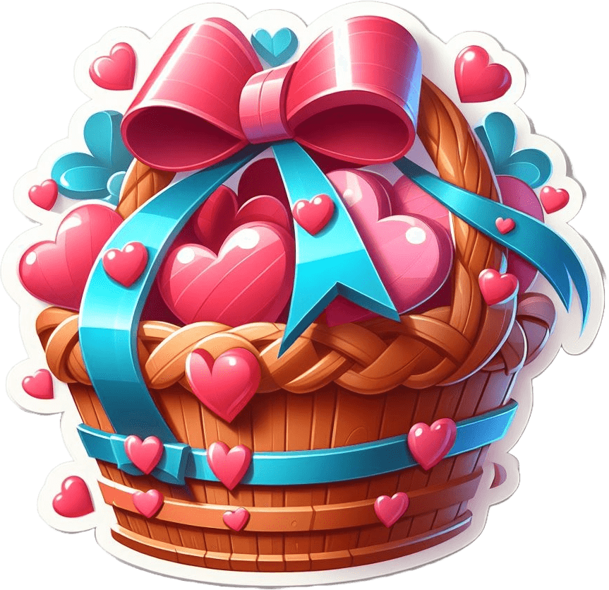 Turquoise Tenderness Valentine's Day Gift Basket Sticker 