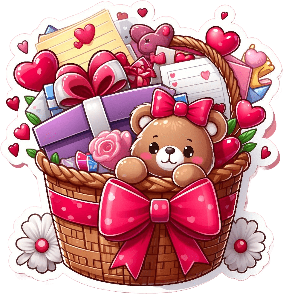 Teddy's Love Notes Valentine's Day Gift Basket Sticker 