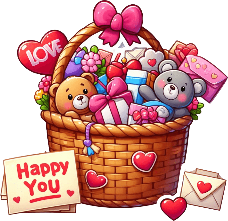 Happy You Teddy Valentine's Day Gift Basket Sticker 