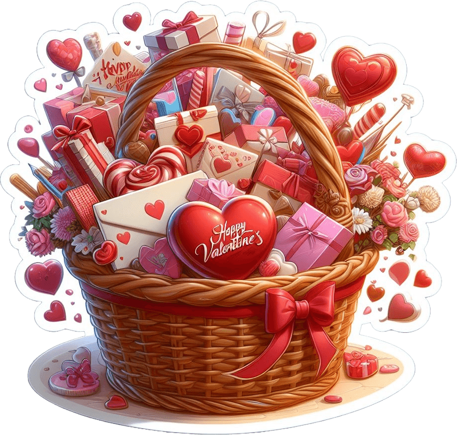 Valentine's Wishes & Candy Kisses Gift Basket Sticker 