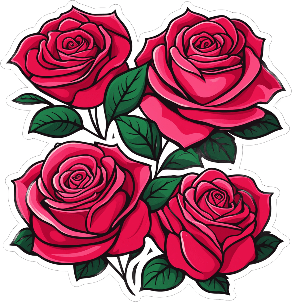 Valentine's Day Roses Sticker | Deep Reds And Soft Pinks | Delicate Blooming Floral Design 