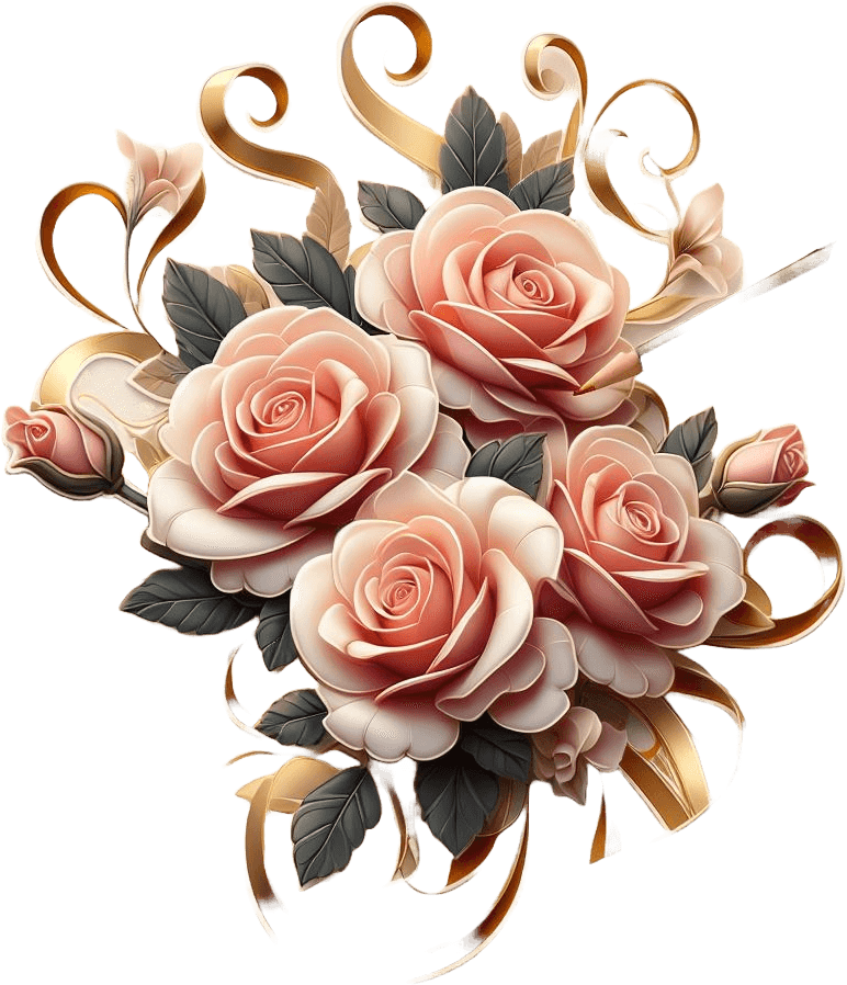 Elegant Cream Roses And Gold Swirls Sticker For Valentine's Day 