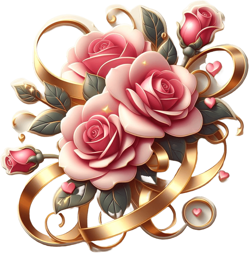 Classic Rose Bouquet With Golden Ribbons Sticker For Valentine's 