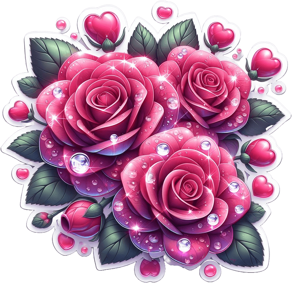 Sparkling Rose Cluster Valentine's Day Sticker 