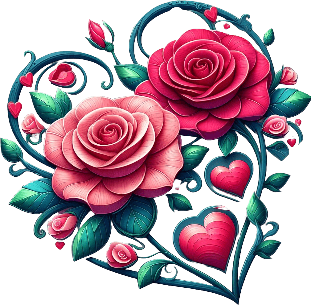 Vintage Rose And Heart Design Valentine's Sticker 