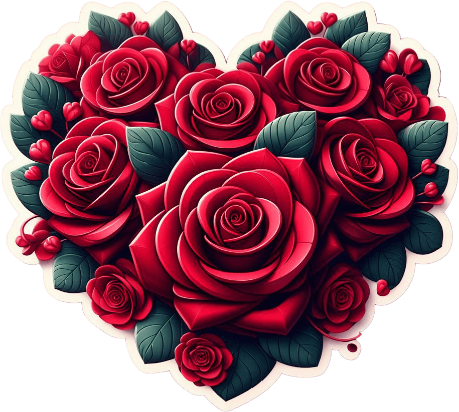 Romantic Red Rose Heart Sticker For Special Occasions 
