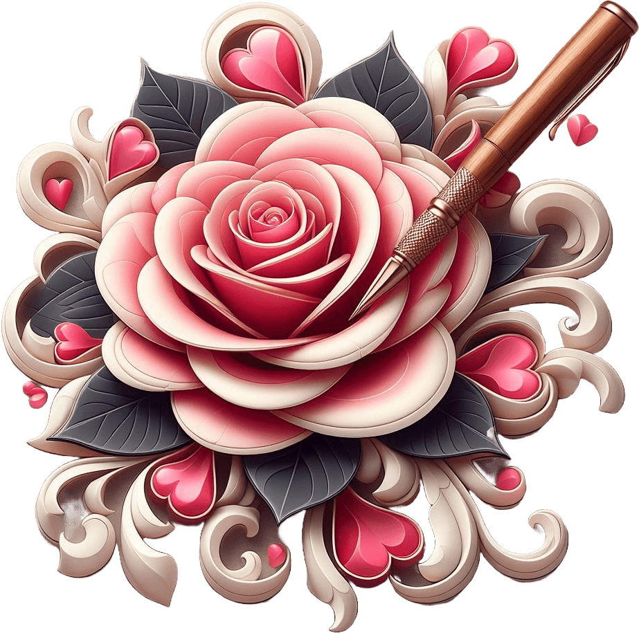 Artistic Rose And Quill Sticker For Romantic Writers 