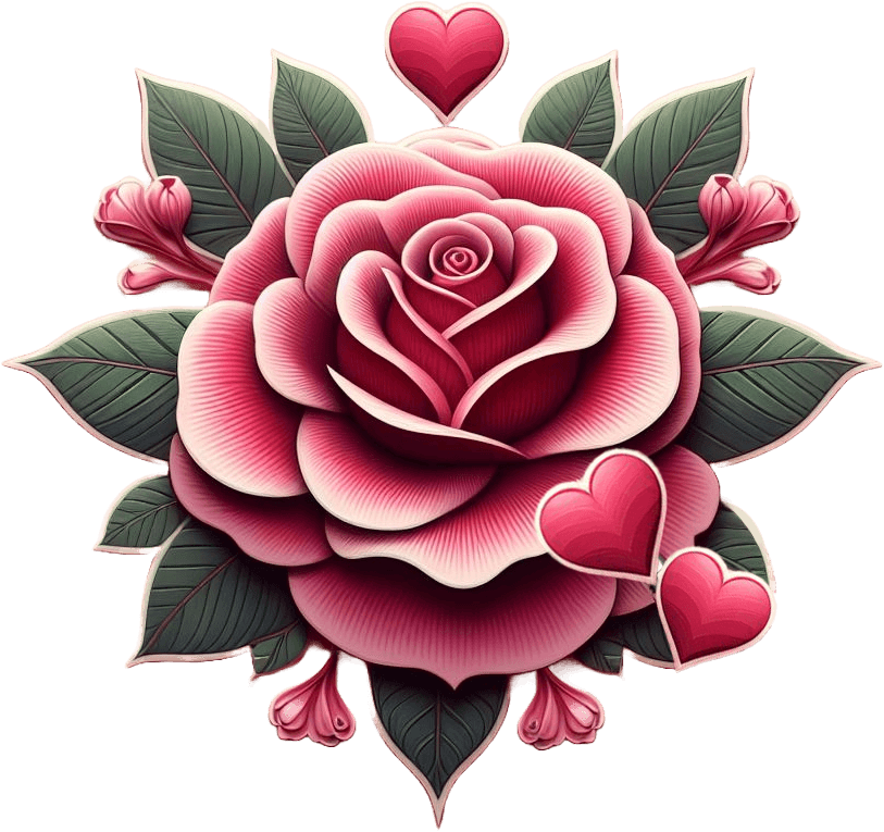 Single Rose And Hearts Valentine's Day Sticker 