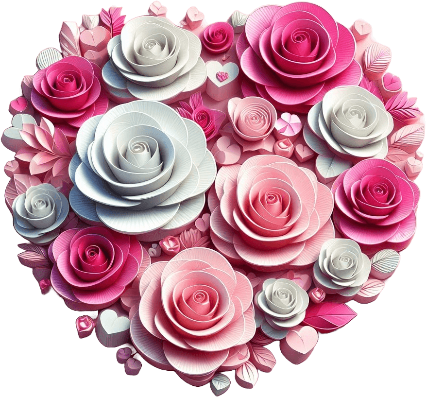 Pink And Silver Rose Heart Sticker For Loving Celebrations 