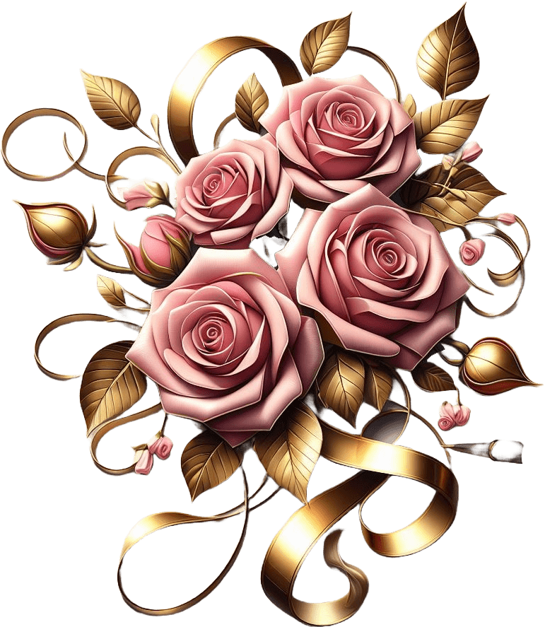 Elegant Rose Bouquet With Golden Accents Valentine's Sticker 