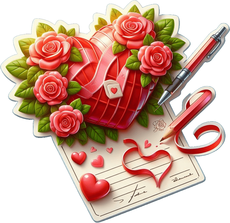 Valentine's Day Love Letter And Roses Sticker 