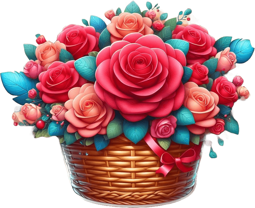 Bountiful Roses In Wicker Basket Sticker For Valentine's Day 