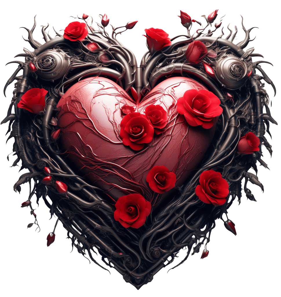 Gothic Heart With Roses Artwork - Dark Romance Valentine's Theme 