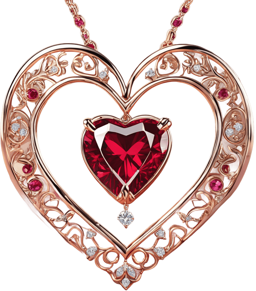 Elegant Heart-shaped Ruby Pendant - Luxury Valentine's Jewelry 