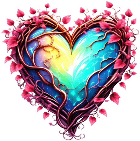 Sparkling Heart With Intertwining Vines Sticker | Romantic Love Emblem 