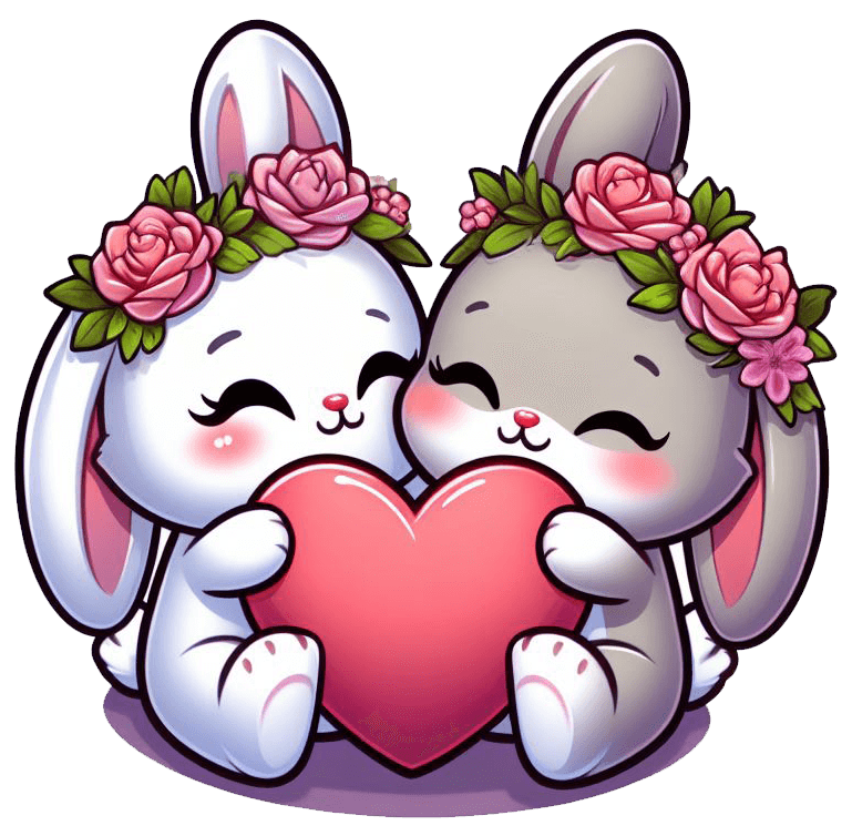 Heartfelt Bunnies With Flower Crowns Sticker 