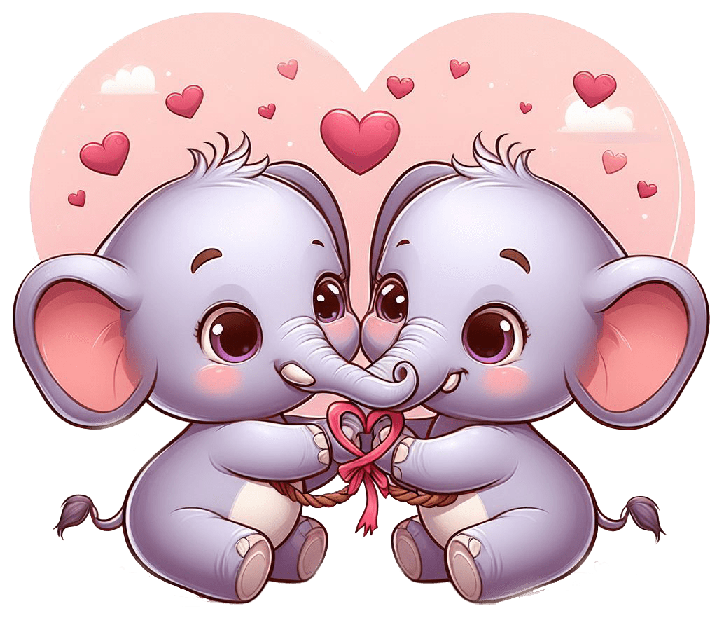Adorable Elephant Pair With Heart Sticker 