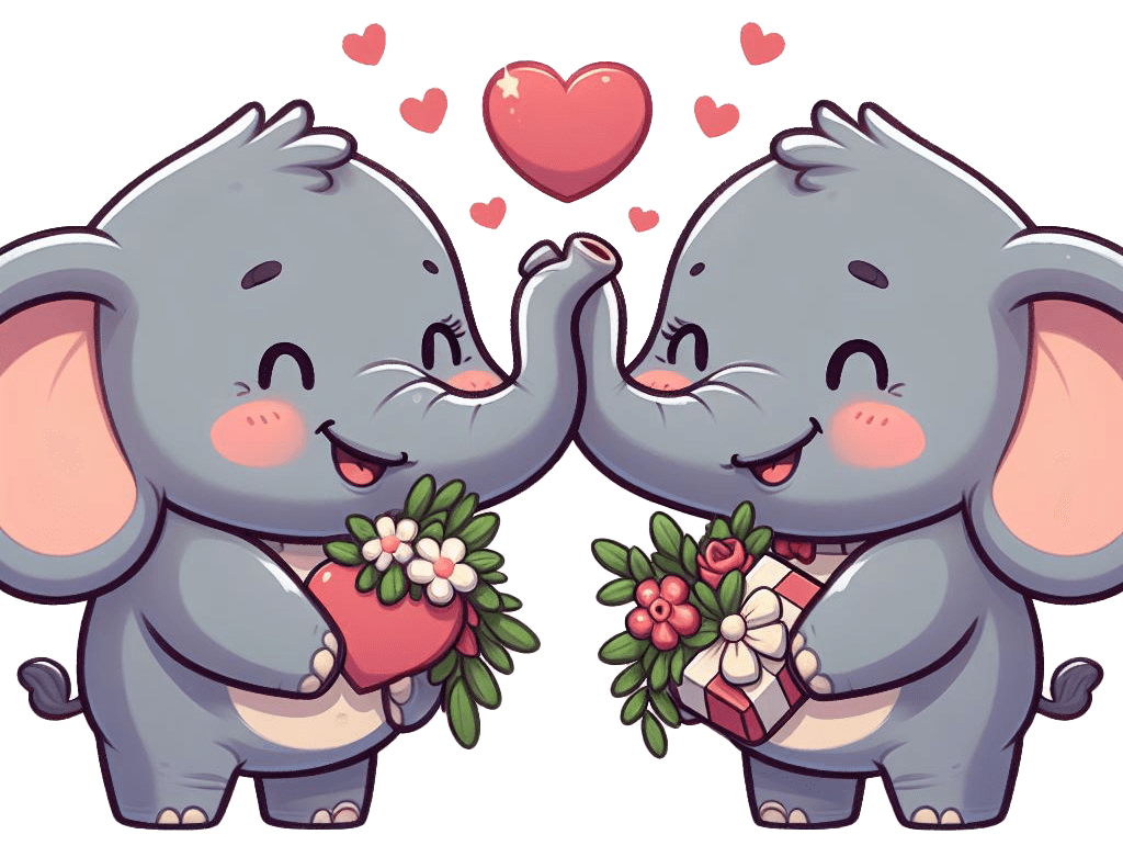 Elephants Exchanging Gifts Valentine's Sticker 