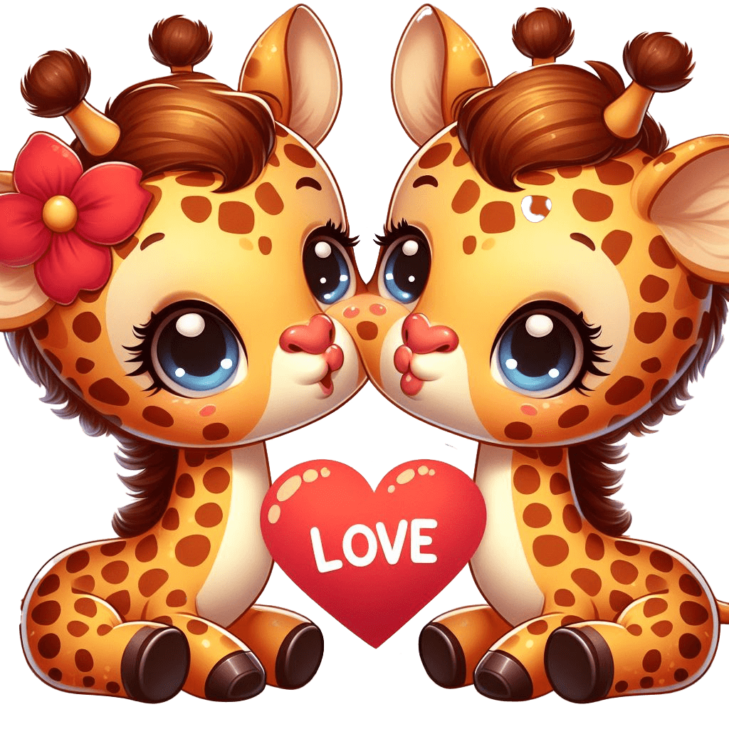 Sweet Giraffe Love Sticker With Heart - Valentine's Day Themed 