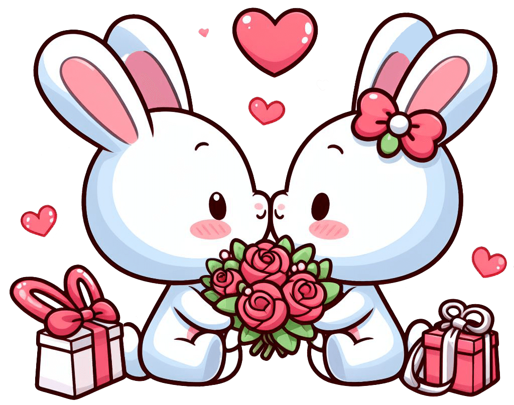 Loving Bunnies Valentine's Sticker 