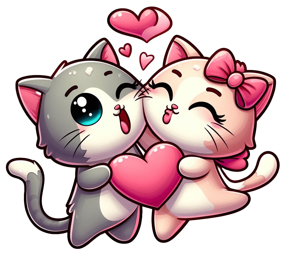 Charming Cat Cuddle Valentine's Sticker 