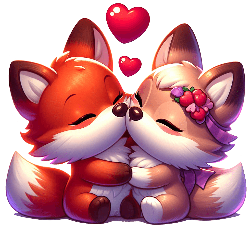 Sweet Fox Embrace Valentine's Sticker 