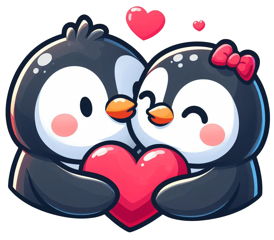 Sweet Penguin Couple Valentine's Sticker 
