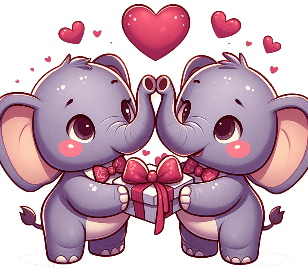 Sweet Elephants With Valentine's Gifts Sticker 