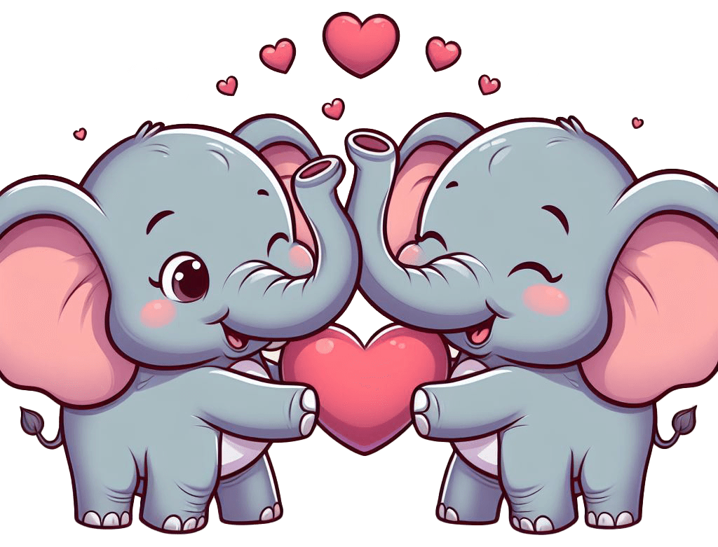 Loving Elephants With Heart Sticker 