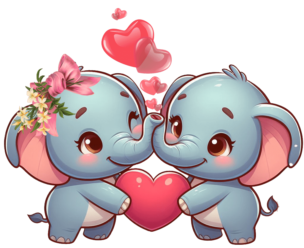 Romantic Elephants Heart Sticker 